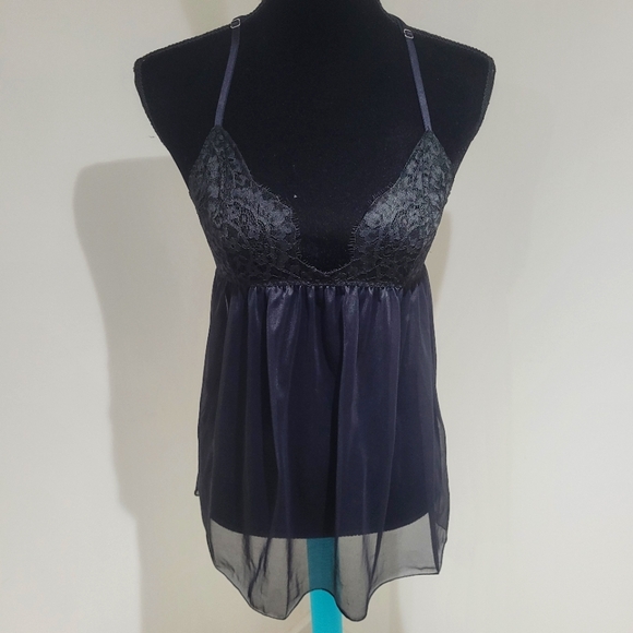 Victoria's Secret Sheer Lace Babydoll Nightgown Size Small Black - Picture 1 of 9